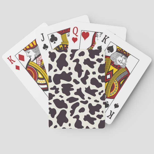Black and White Cow Pattern Print Playing Cards (Back)