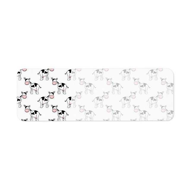 Black and White Cow Pattern. Return Address Label (Front)