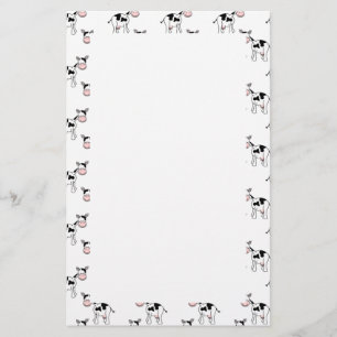 Black and White Cow Pattern. Stationery