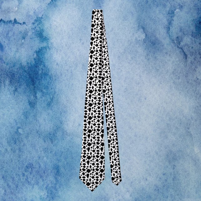 Black and White Cow Print Animal Pattern Tie (A tie with a black and white cow pattern)