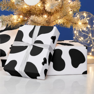 Black and White Cow Print Birthday Wrapping Paper