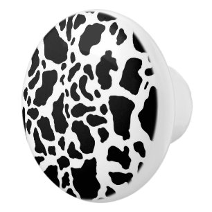 Black and White Cow Print Ceramic Knob
