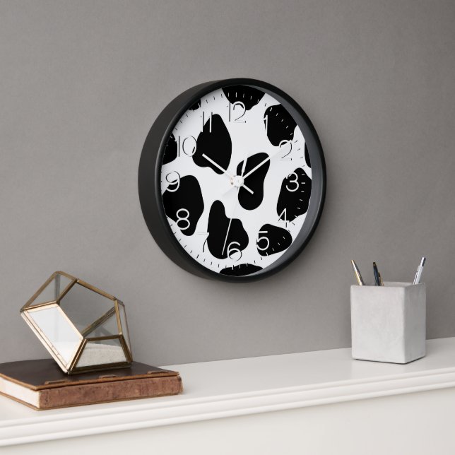 Black And White Cow Print Clock (Office)