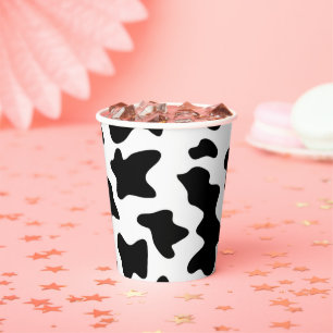 Black and White Cow Print Farm Barn Birthday Party Paper Cups
