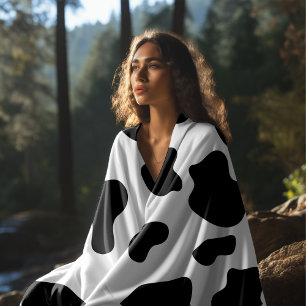 Black and white Cow Print Fleece Blanket