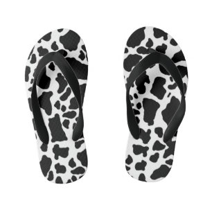 Black and White Cow Print Kid's Thongs