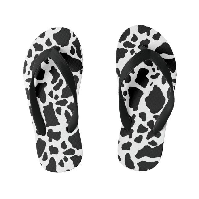 Black and White Cow Print Kid's Thongs (Footbed)