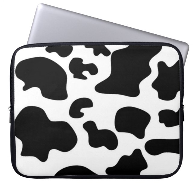 Black and White Cow print Laptop Sleeve (Front)