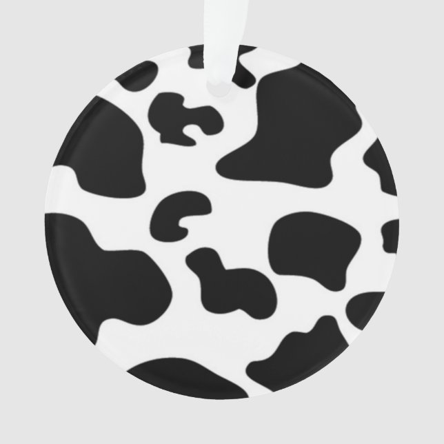 Black and White Cow print Ornament (Front)