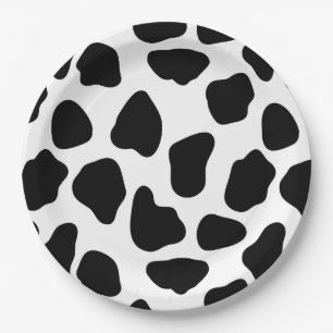 Black And White Cow Print Paper Plate