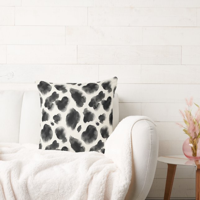 Black and White Cow Print Pattern Cushion (Couch)