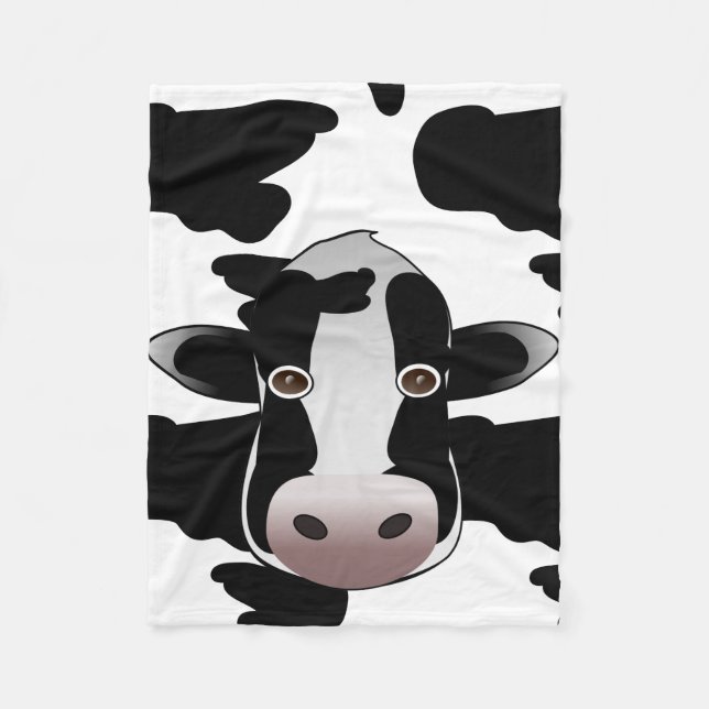 Black and white Cow Print Pattern Fleece Blanket (Front)