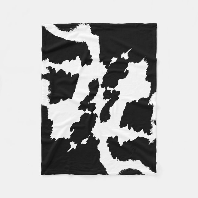 Black and white Cow Print Pattern Fleece Blanket (Front)