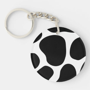 Black and White Cow Print Pattern. Key Ring