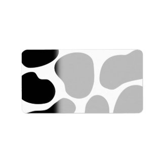 Black and White Cow Print Pattern. Label