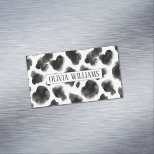Black and White Cow Print Pattern Magnetic Business Card