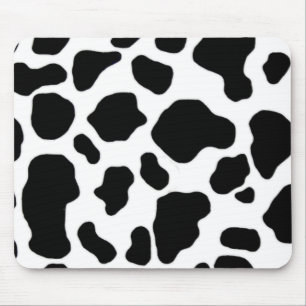 black and white cow print pattern mouse pad