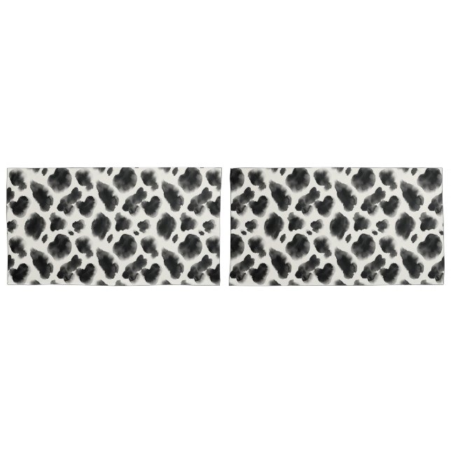 Black and White Cow Print Pattern Pillowcase (Front-Set)