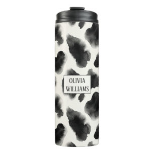 Black and White Cow Print Pattern Thermal Tumbler
