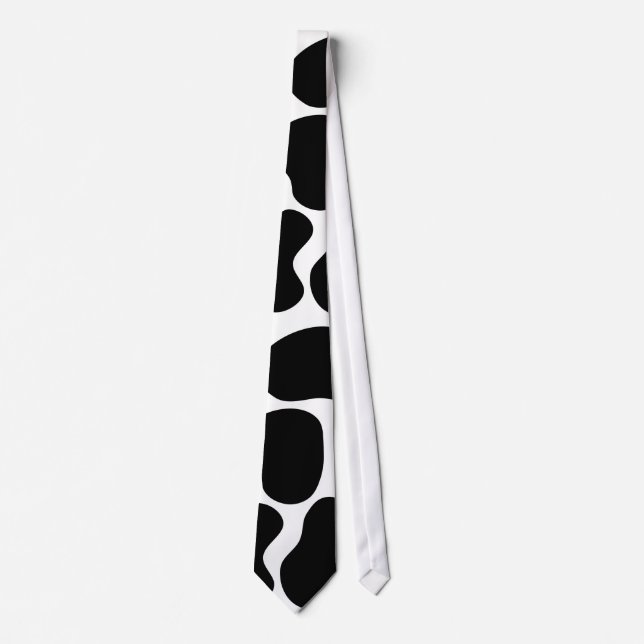 Black and White Cow Print Pattern. Tie (Front)