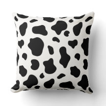 Black and White Cow Print Pillow Decorative Farmho