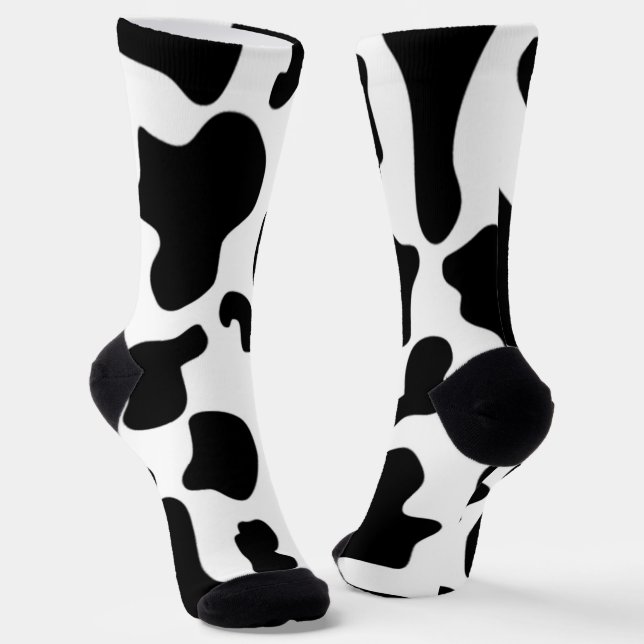 Black and White Cow print Socks (Angled)
