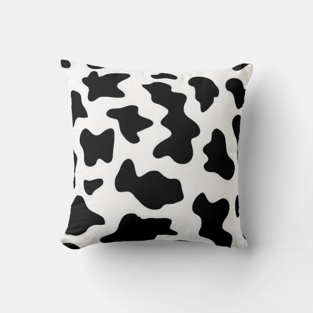 Black and White Cow Print Throw Pillow (Front)