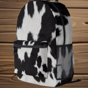 Black and White Cow Printed Backpack