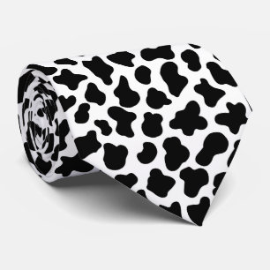 Black and white cow skin pattern tie