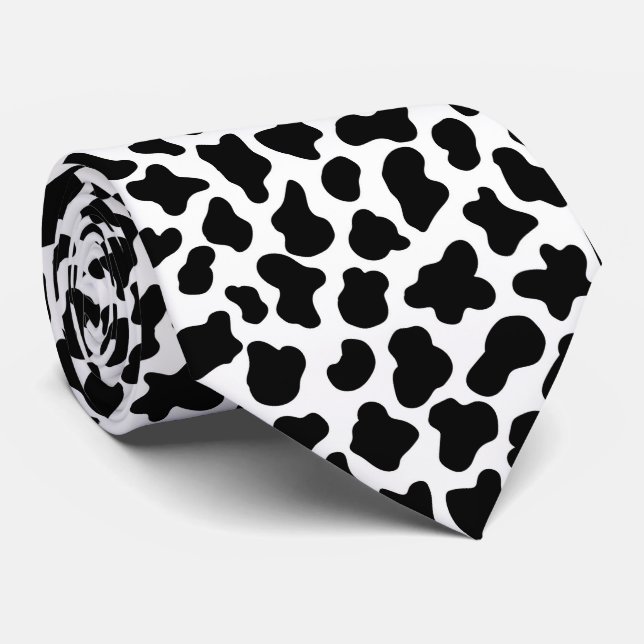Black and white cow skin pattern tie (Rolled)