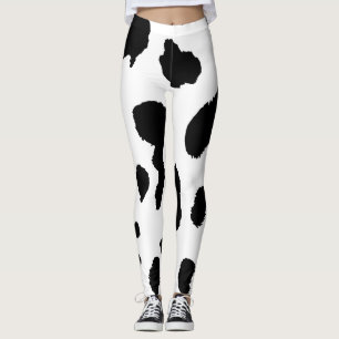 Black and white cow skin texture leggings