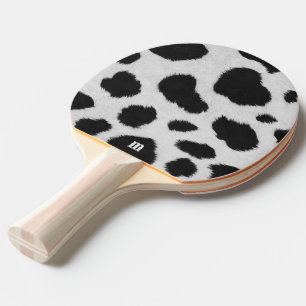 Black and white cow spots pattern faux fur texture ping pong paddle
