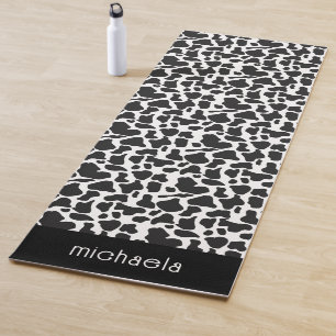 Black and White Cow Spots Pattern Yoga Mat