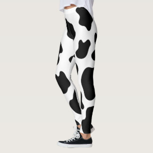 Black and white cow spots print pattern leggings