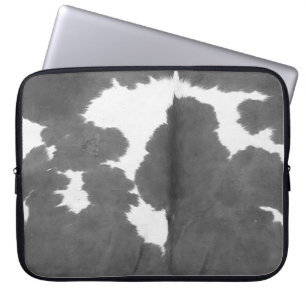 Black and White Cowhide Country Western Laptop Sleeve