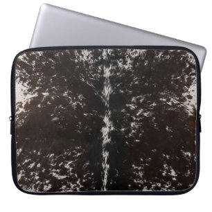 Black and White Cowhide Country Western Laptop Sleeve