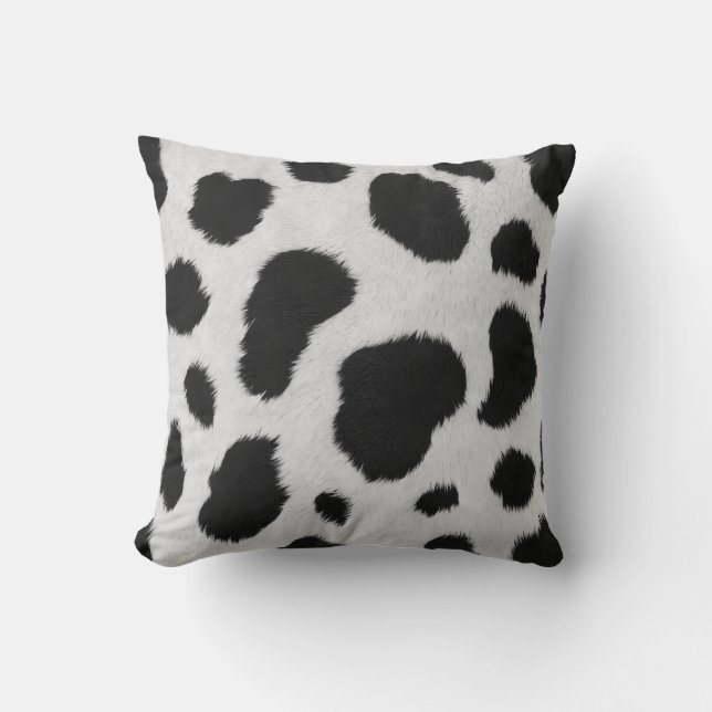 Black and white Cowhide faux fur stripes pattern Cushion (Front)