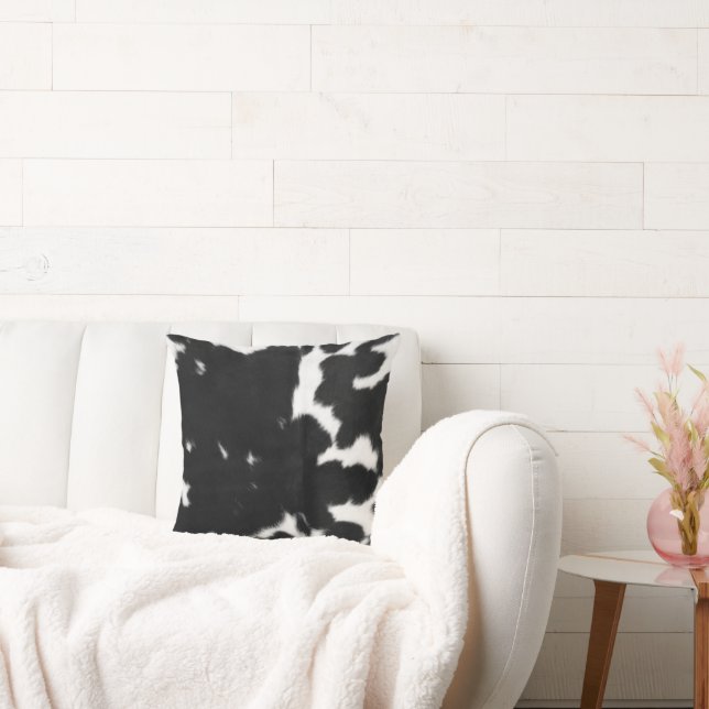 Black and White Cowhide Print, Farmhouse decor  Cushion (Couch)