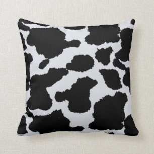 black and white cowhide throw pillow