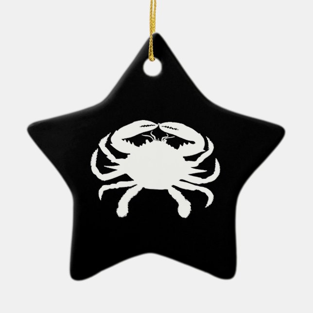 Black and White Crab Ceramic Ornament (Front)