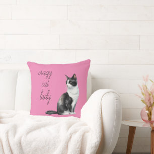 Black and White Crazy Cat Lady Cushion