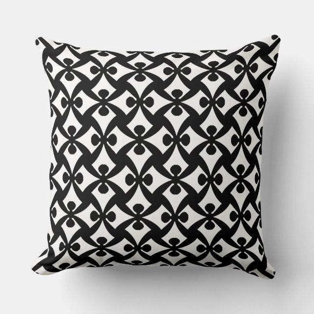 Black and White Crazy Pattern Throw Pillow (Front)