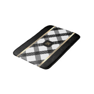 Black and White Crisscross Design Bath Mat