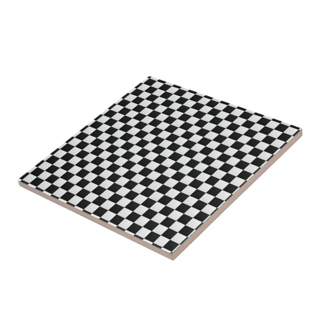 Black and White Crocodile Skin Print Chess Ceramic Tile (Side)