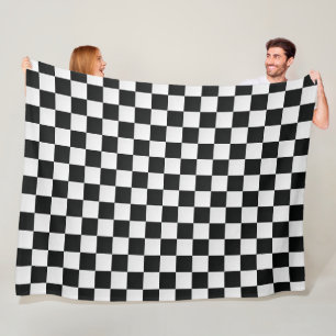 Black and White Crocodile Skin Print Chess Fleece Blanket