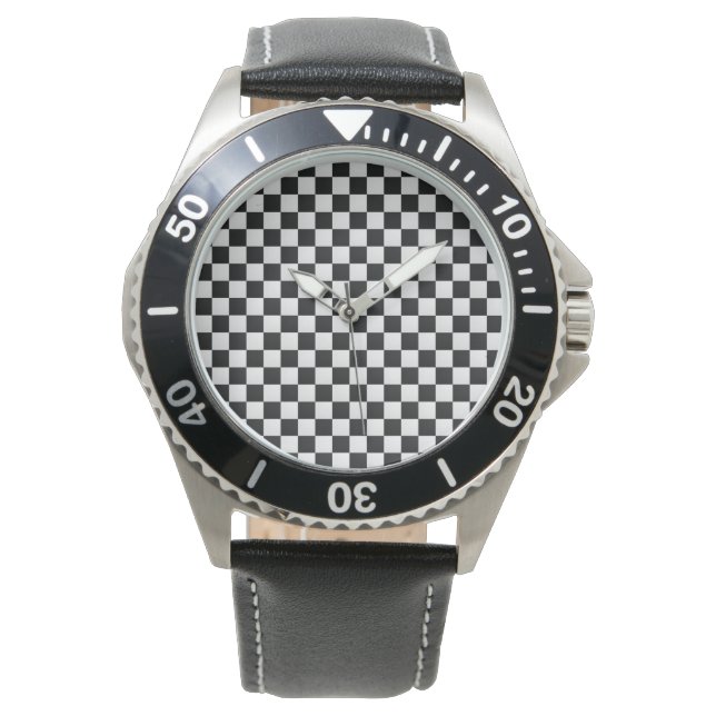 Black and White Crocodile Skin Print Chess Watch (Front)