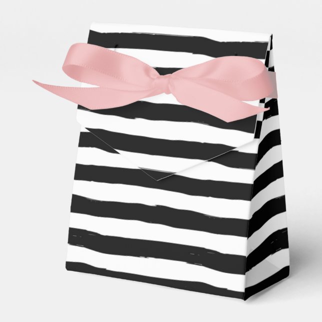 Black and White Crooked Stripe Pattern Favour Box (Front Side)