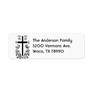 Black and White Cross Address Label Return Address Label