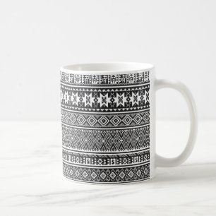 Black and White cross-stitch geometric pattern Coffee Mug