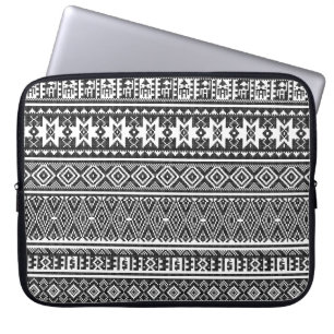Black and White cross-stitch geometric pattern Laptop Sleeve